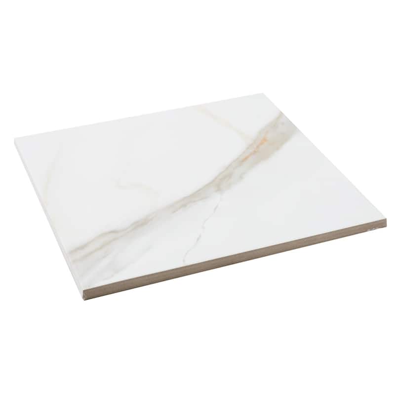 Chronos 13x13 White/ Gold Matte Marble Look Porcelain Tile - Floor, Wall