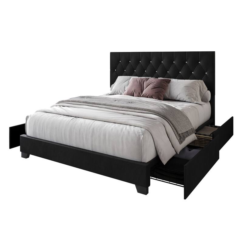 Sheffield Tufted Upholstered Storage Platform Bed