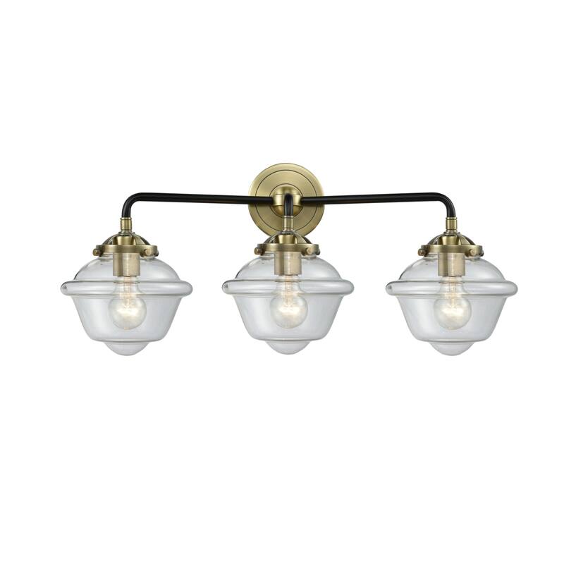 Innovations Lighting Small Oxford 3 Light 26" Wide Bathroom Vanity - Black Antique Brass / Clear