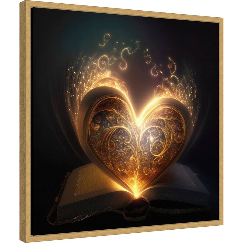 The Illuminated Heart by Jake Fouracre Framed Canvas Wall Art Print - Sylvie Bright Gold
