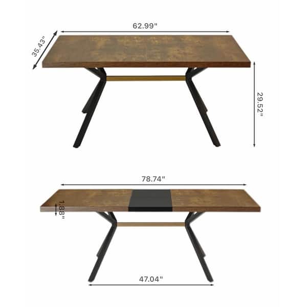 Retro Rectangular Dining Table with Carole Top and Black Embossed ...