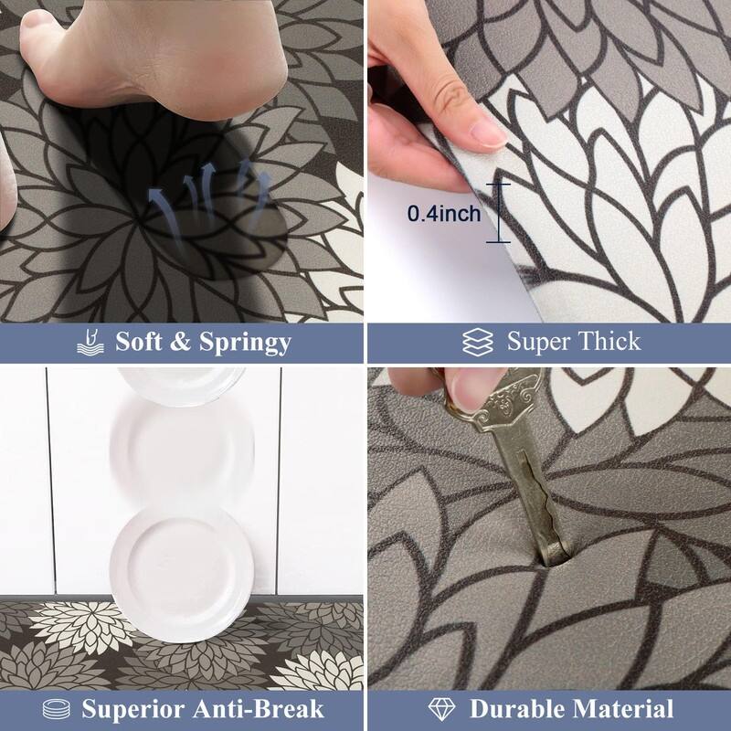 Anti Fatigue Kitchen Rug Sets 2 Piece Non Slip Kitchen Mats - 17.3"x48"+17.3"x28"-0.4"Th