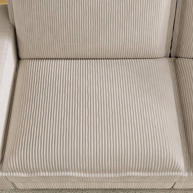 96" Corduroy Modern Classic 3-Seater Sofa with Deep Seat & 4 Pillows