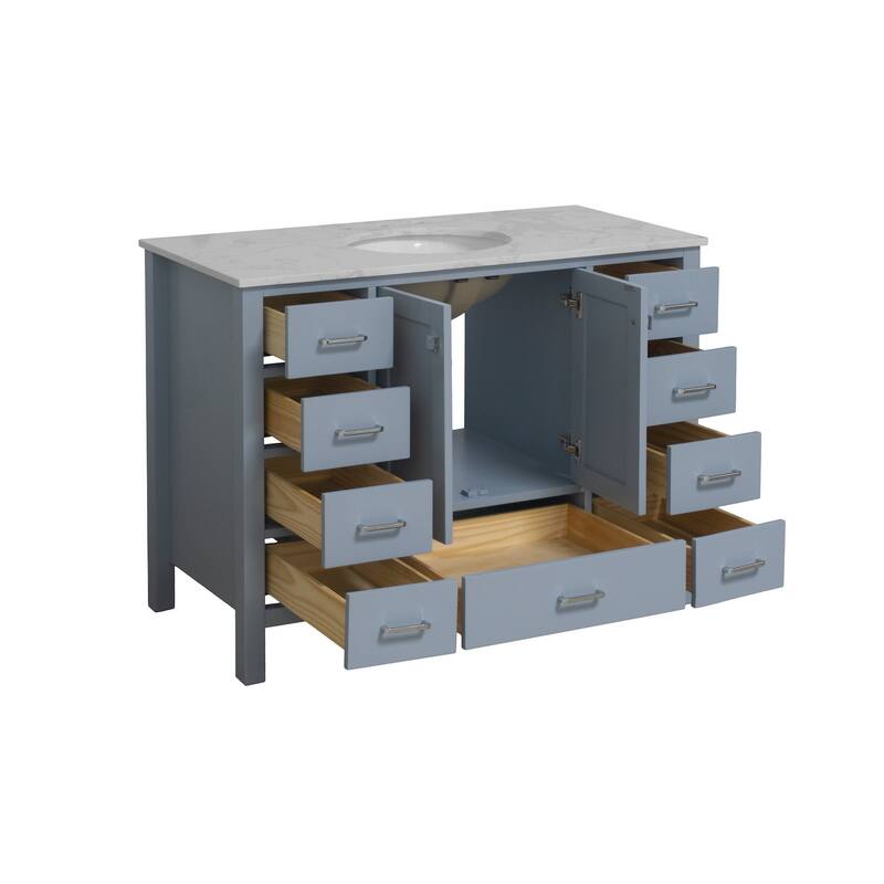 KitchenBathCollection Horizon 48" Bathroom Vanity with Engineered Carrara Top