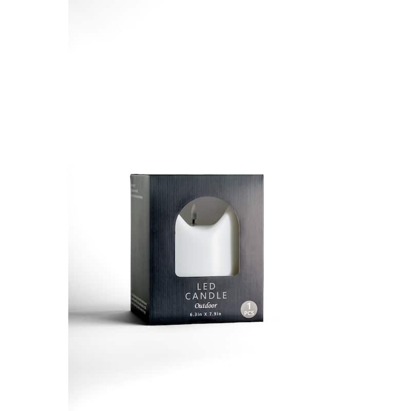 Small LED Lighted Melted Flameless Pillar Candle - 7.75" - White
