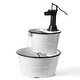 preview thumbnail 5 of 13, Glitzhome 32-inch Farmhouse Rustic Two Tier Metal Enamel Fountain White