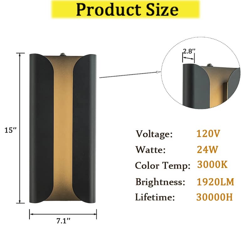 CraftHome Matte Black Acrylic Shade Modern Simplicity Outdoor Wall Light with Dusk to Dawn Sensor for Porch Garage - W7''