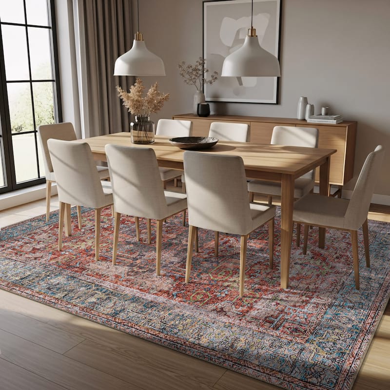 World Rug Gallery Vintage Inspired Distressed Machine Washable Area Rug