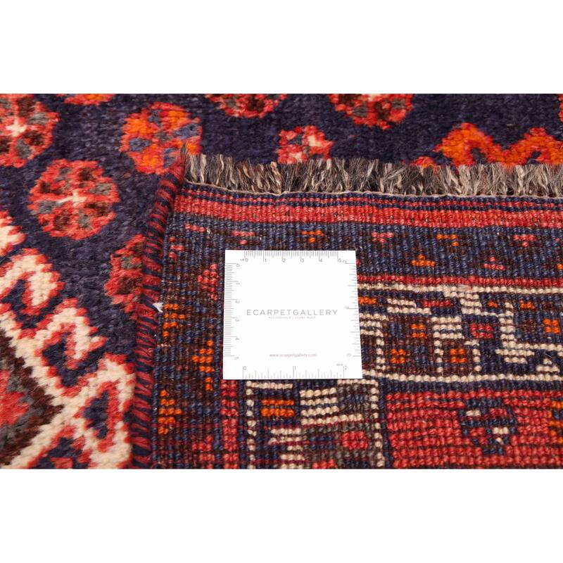 ECARPETGALLERY Hand-knotted Melis Vintage Dark Navy, Red Wool Rug - 4'5 x 10'8