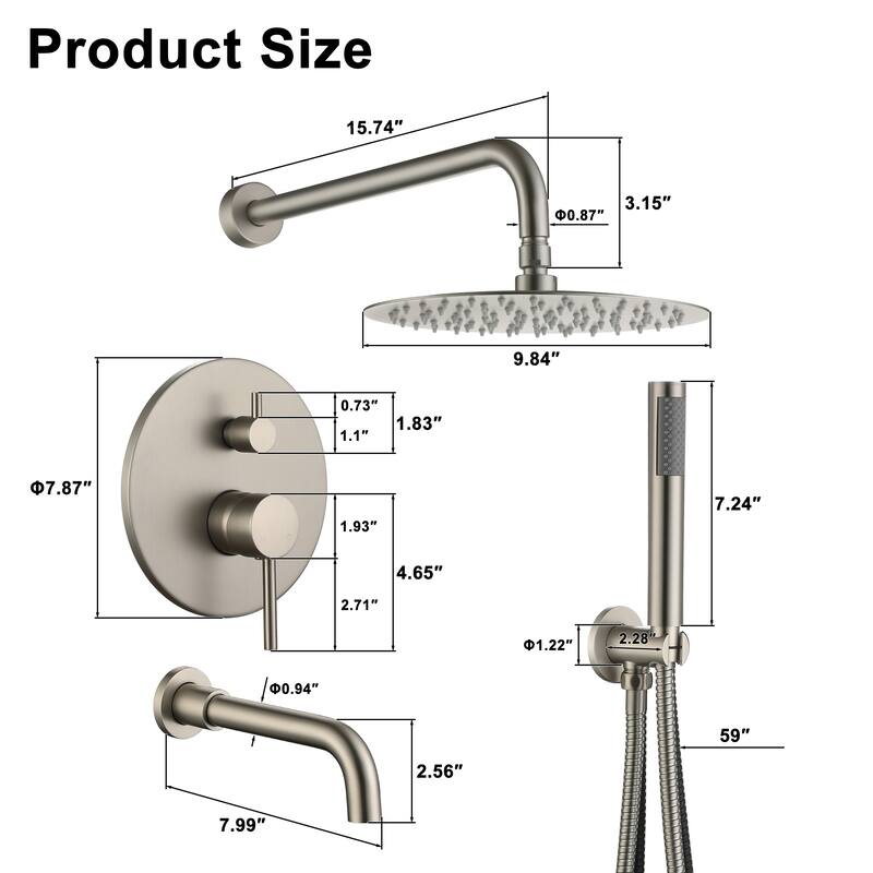 10-Inch Three-function Wall-mounted Round Shower Set