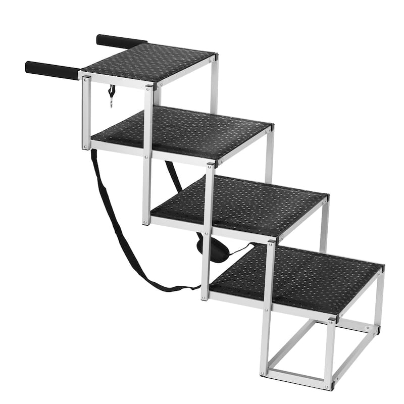 Dog Stair for Cars, Wide Dog Car Steps, Folding Dog Car Ramp with Nonslip Surface, Portable Pet Steps Lightweight Aluminum