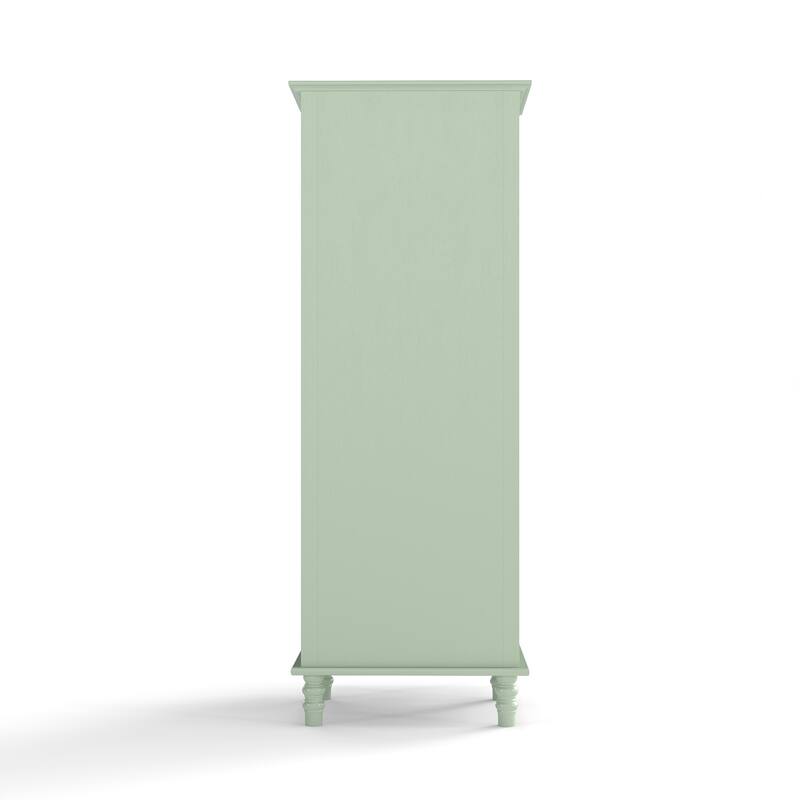 Buffet Cabinet with Glass Doors and Double Drawer, Modern Wooden Storage Sideboard Cupboard for Living room