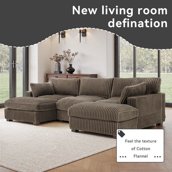 Flannel Upholstered Modular Sectional Sofa with Adjustable