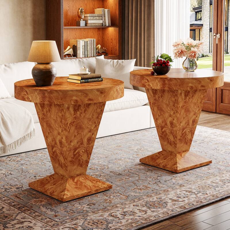 23.62-Inch Modern Side Table, Modern Pedestal Round End Table