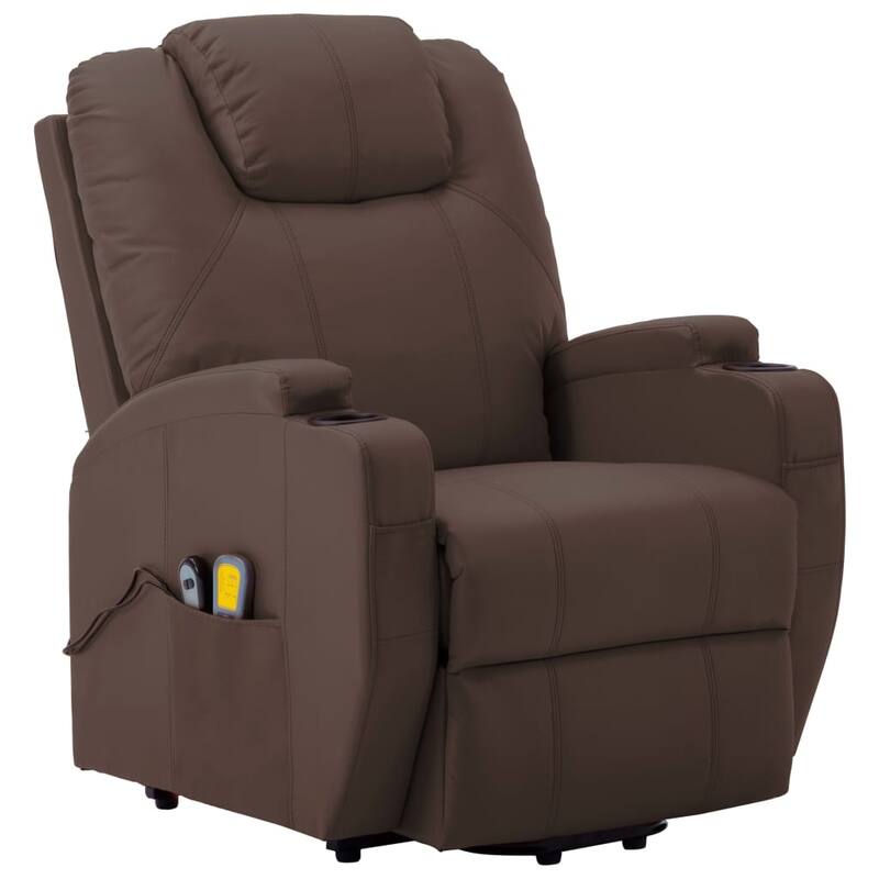 vidaXL Stand up Massage Chair Brown Faux Leather - 29.9" x 34.4" x 42.1"