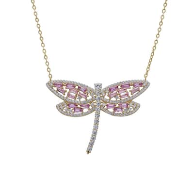 Victoria Townsend .925 Sterling Silver Pink Cubic Zirconia Dragonfly Necklace