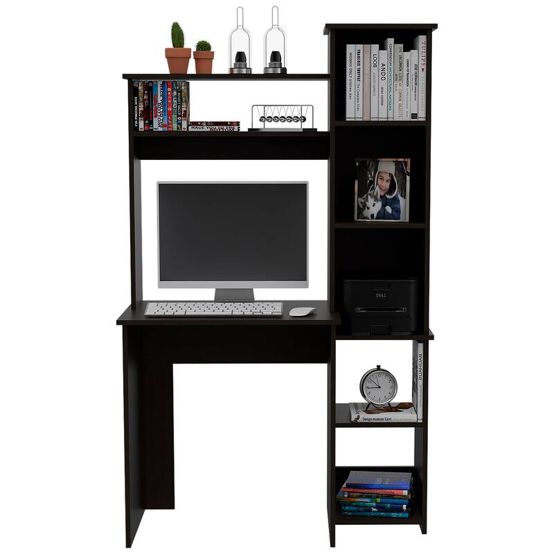 Marston 6-Shelf Writing Desk with Built-in Bookcase