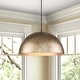 preview thumbnail 1 of 7, 1-light Antique Silver Gold Leaf Metal Industrial Farmhouse Oversized Dome Pendant Light - 19.6 in. 19.6 in.