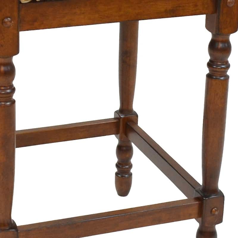 HomeRoots 24" Natural And Chestnut Solid Wood Backless Counter Height Bar Chair With Footrest - 16.5