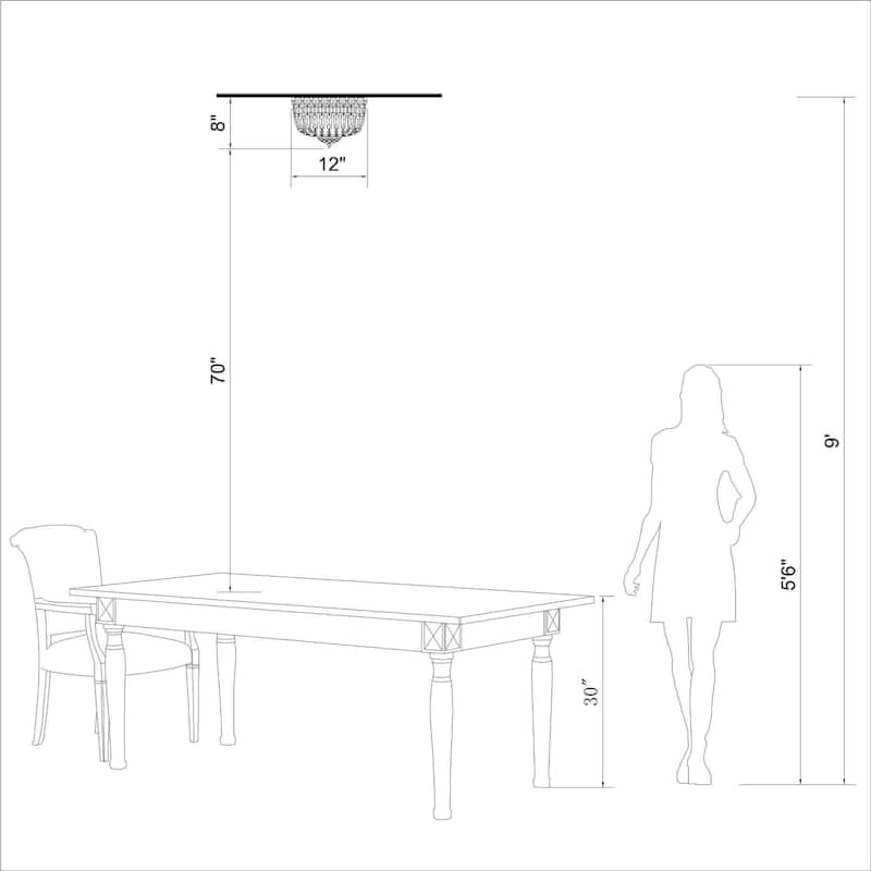 Elisa Crystal Basket Flush Mount Chandelier