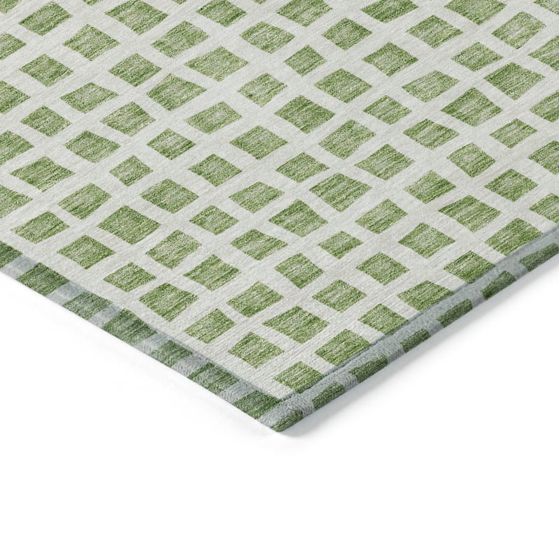 Machine Washable Indoor/ Outdoor Chantille Squares Rug