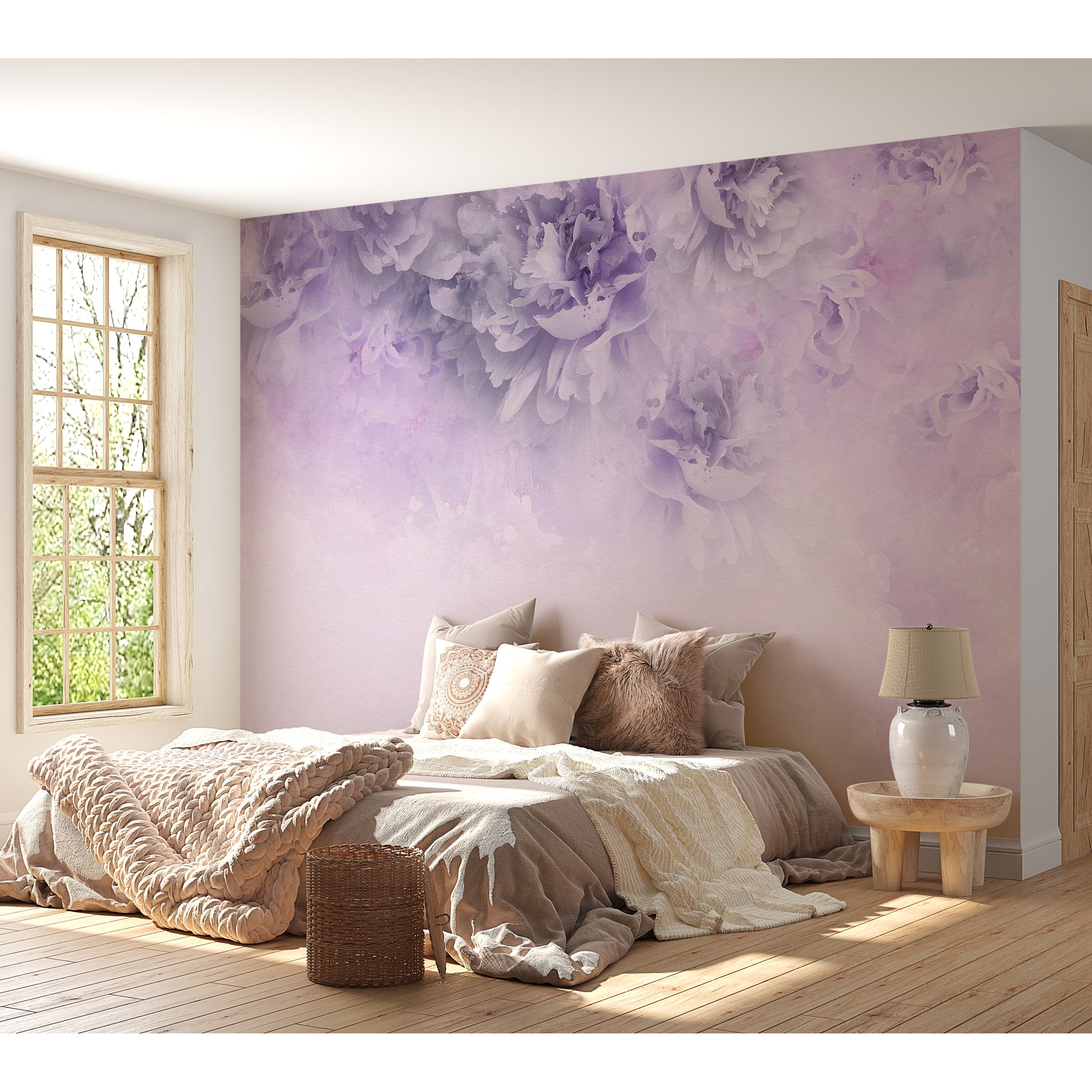 light purple wallpaper bedroom