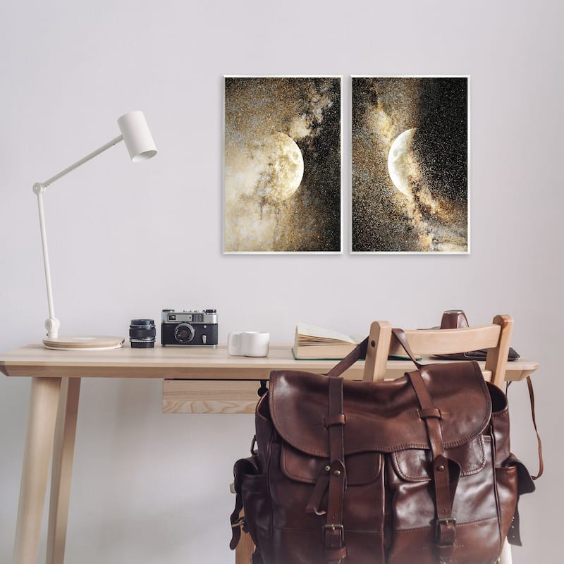 Stupell Moons with Starry Nebulas Wall Plaque Art Design By Gemma Bardot (Set of 2)