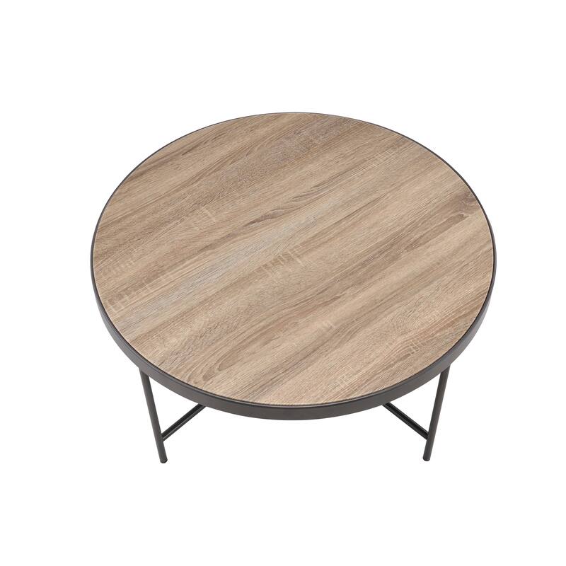 Sturdy Industrial-Style Coffee Table with Metal and Wood Blend