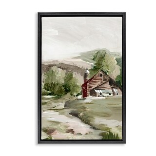 Stupell Rural Cabin Farmland Framed Floater Canvas Wall Art Design By ...