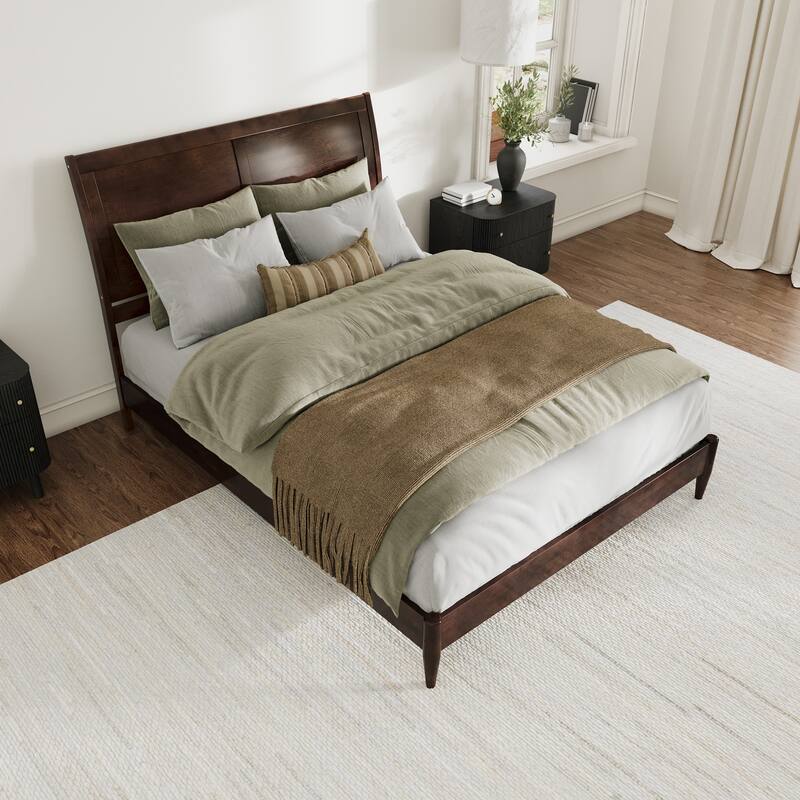 Valencia Solid Wood Low Profile Sleigh Platform Bed