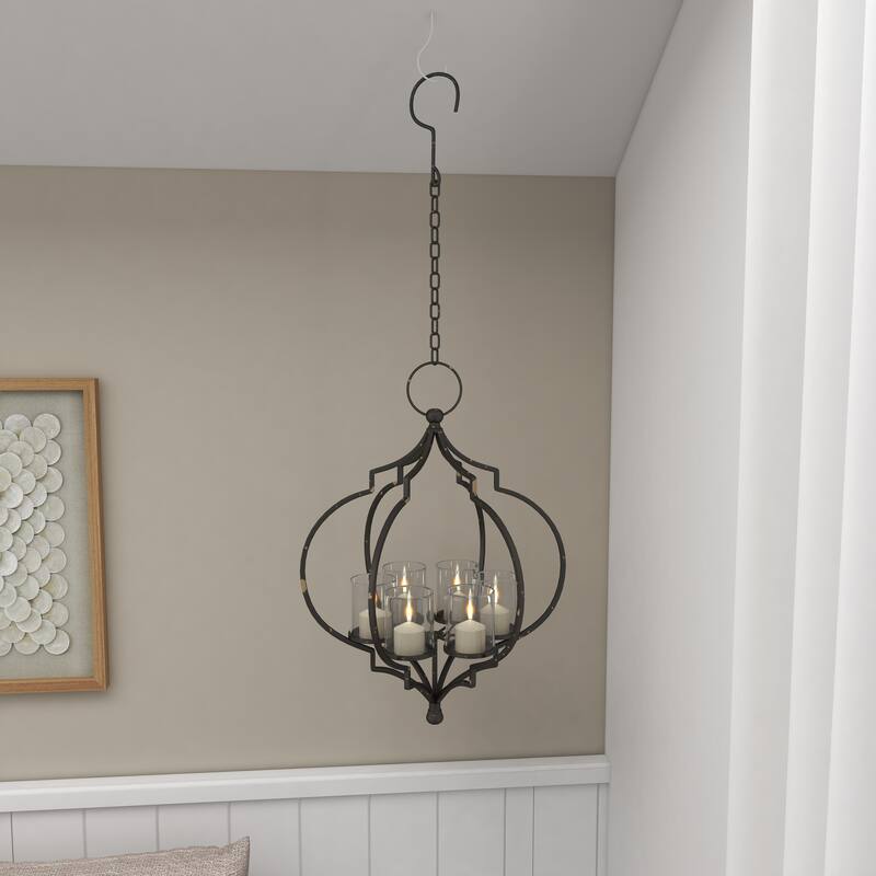 Elegant Decorative Metal Hanging Candelabra - Black or White