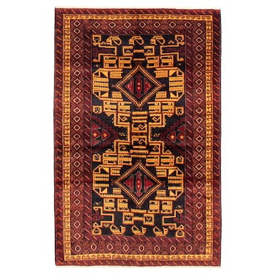 Teimani Black Rug 3'7" x 5'8" - 3'7 x 5'8