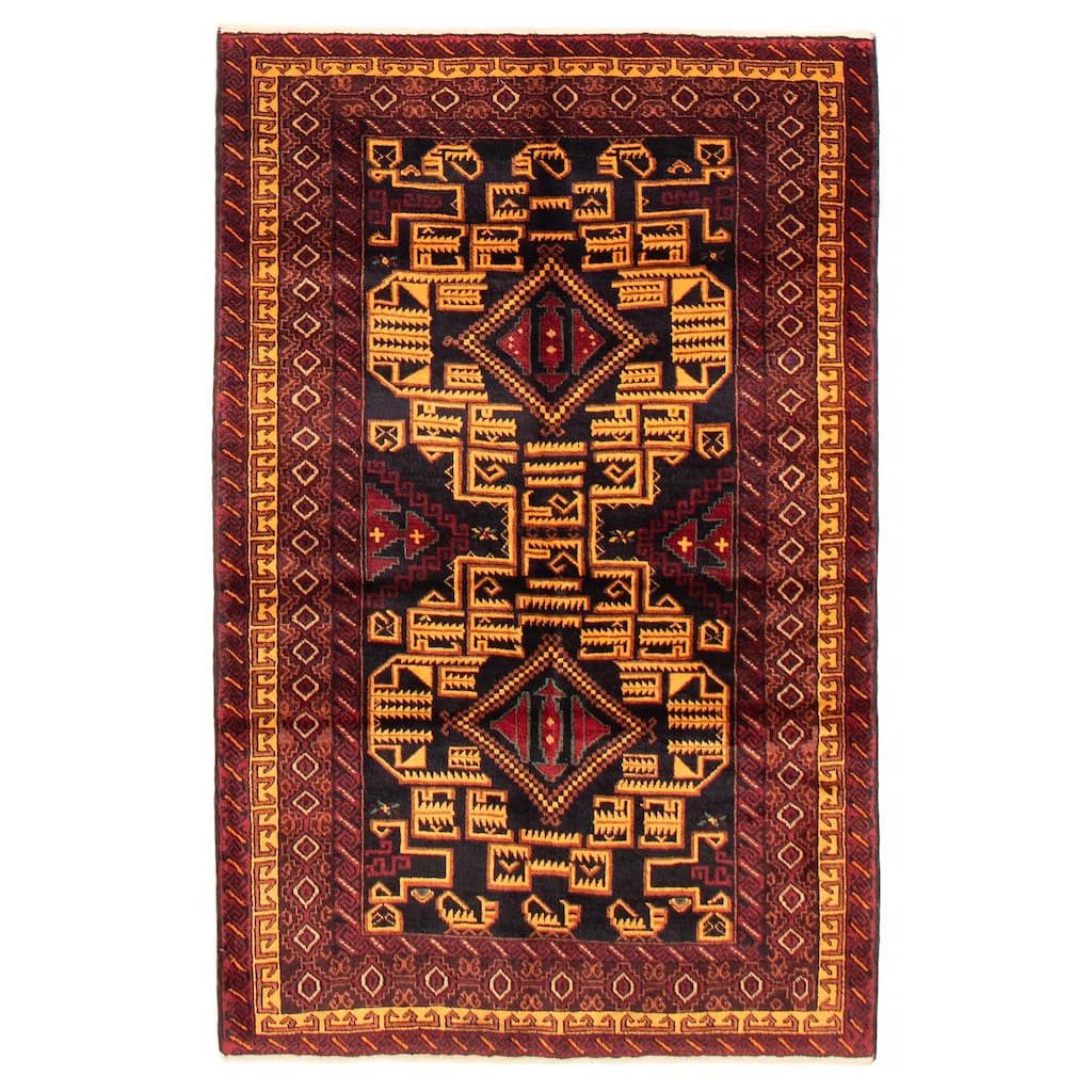 Teimani Black Rug 3'7" x 5'8" - 3'7 x 5'8