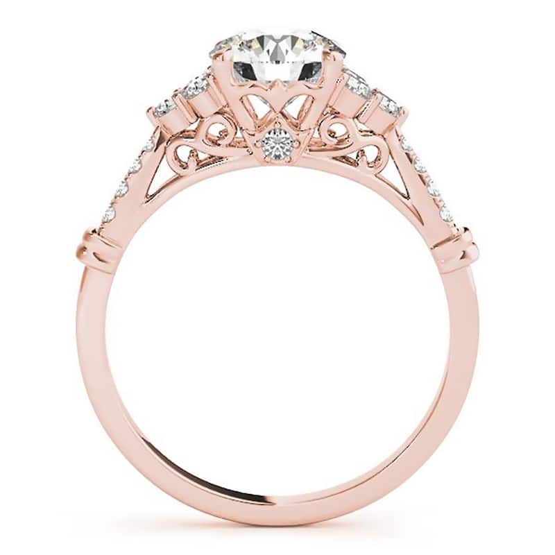 Auriya Vintage 2ct Round Moissanite and 1/5ctw Diamond Engagement Ring 14K Gold