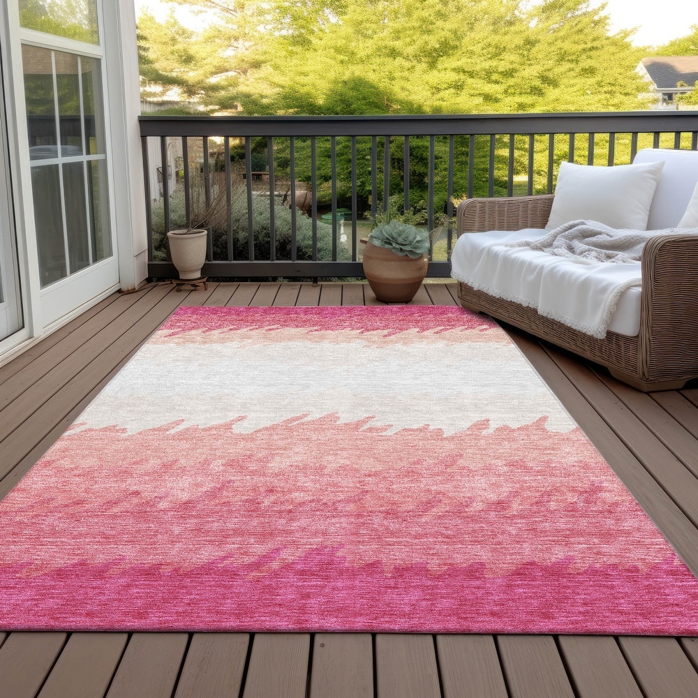 Machine Washable Indoor/ Outdoor Chantille Abstract Ombre Rug