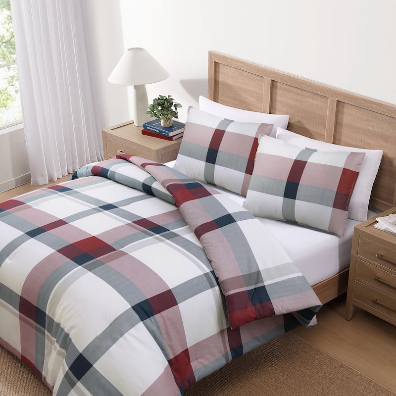 Tommy Hilfiger Prospect Park Plaid Cotton Reversible Blue Comforter Set