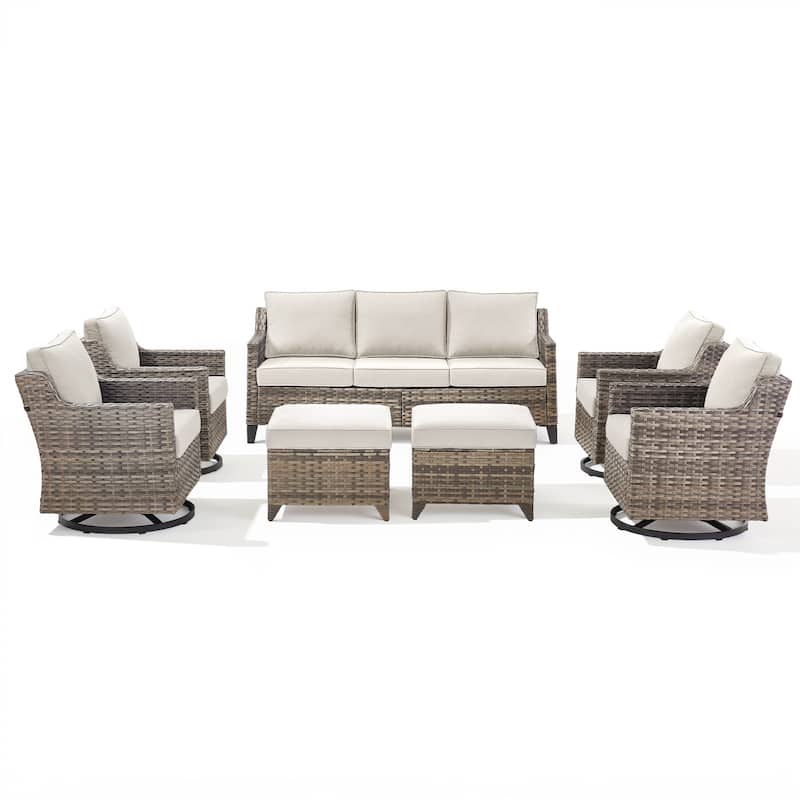 Pocassy Outdoor All-Weather Outdoor Sofa, Swivel Chair, Ottoman Sets