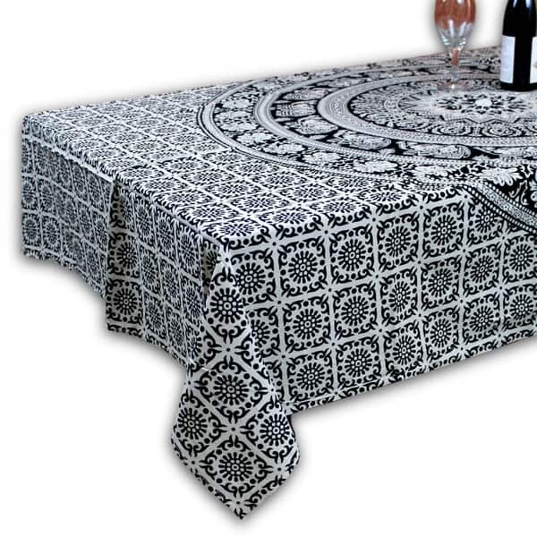 Pretty in Pink Block Print Square Cotton Tablecloth 60" x 60" Pink Pretty in Pink Block Print Square Cotton Tablecloth 60" x 60" Pink