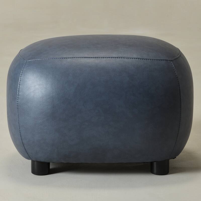KINWELL 23" Wide Faux Leather Upholstered Ottoman Footrest, PU Entryway Footstool