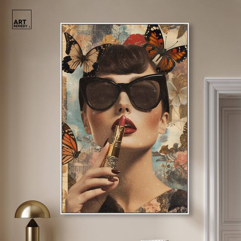 Iconic Lady Butterfly Collage II Canvas by Art Remedy