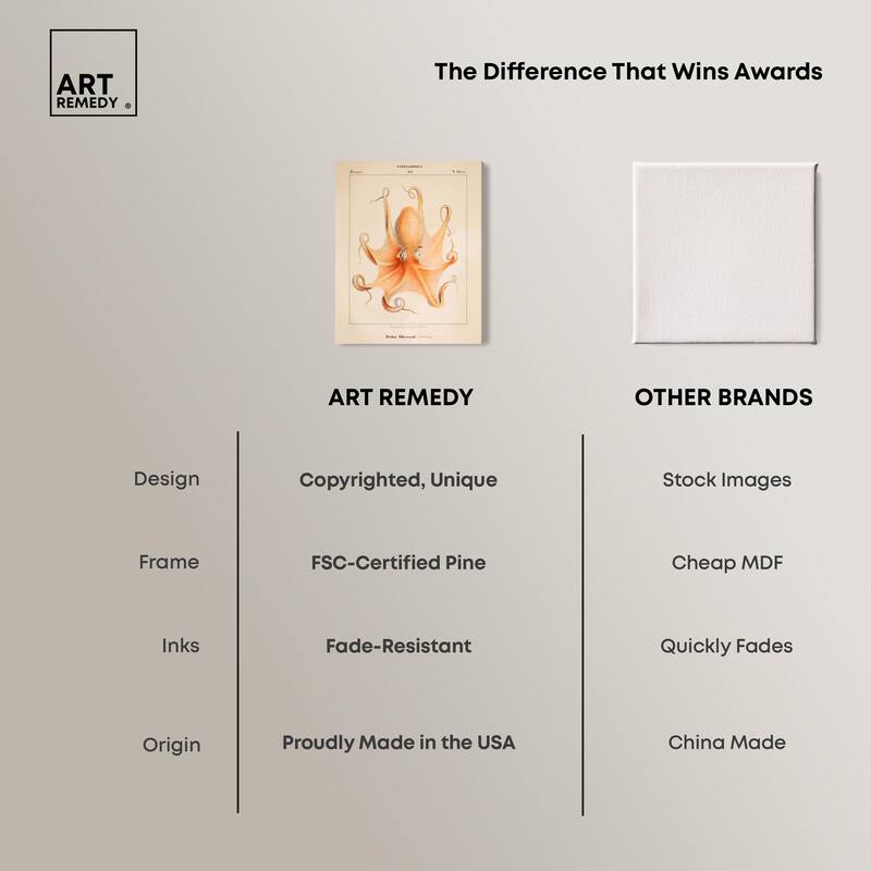 Verany The Octopus 1815 II Canvas by Art Remedy, Gallery Wrapped