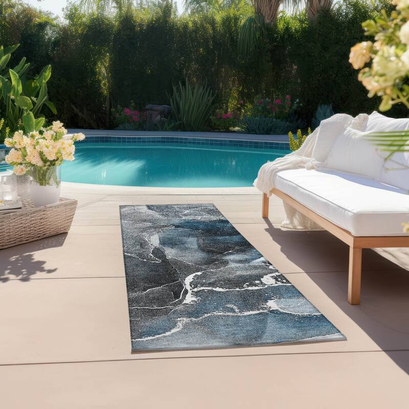 Bax Artistic Abstract Weather Resistant Modern Chic Outdoor Rug