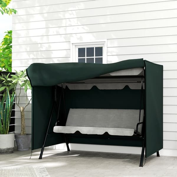 slide 2 of 16, Outsunny Large Outdoor Swing Chair Cover for your Garden & Patio Furniture, Protects Against the Wind, UV Rays, & Water Green