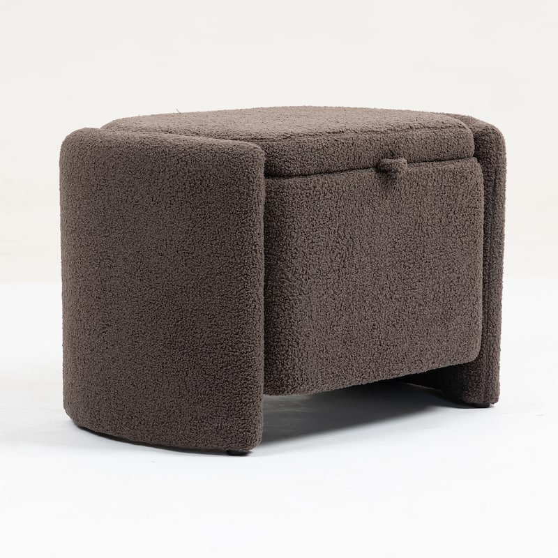 Modern Accent Chair with Wood Frame, Upholstered Ottomans Chairs