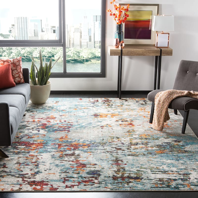 SAFAVIEH Madison Poranna Modern Abstract Rug - 8' x 10' - Grey/Blue - Rectangle