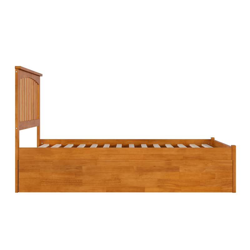 Mission Full Platform Bed with Footboard and Full Trundle Bed