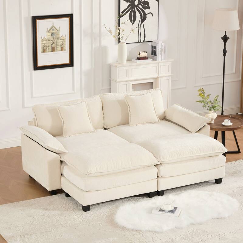 Modern Sectional Couch, for Living Room Bedroom and Apartment, Comfy Double Layer Upholstered Seat Cushion