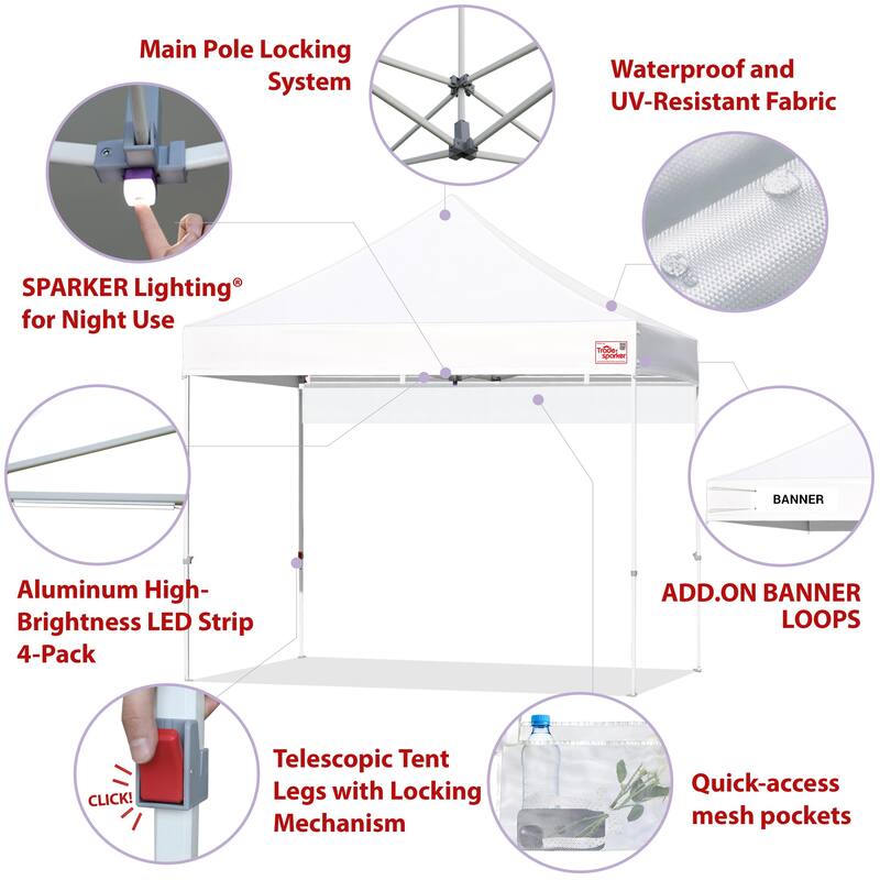 Tradesparker ez Pop-Up Canopy Tent Commercial Instant Shade