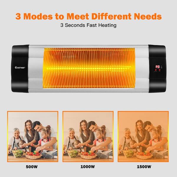 Shop Costway 1500w Infrared Patio Heater Remote Control 24h Timer