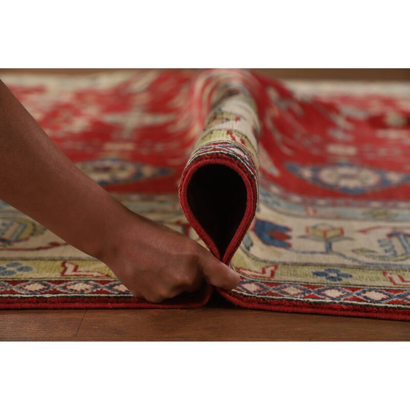 Hand Knotted Oriental 100% Wool Carpet Traditional Floral Red Kazak Area Rug - 11' 8'' X 9' 0''